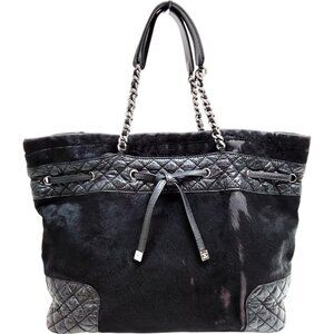 777526BB (S6) Chanel Tote Bag Black Calf Leather